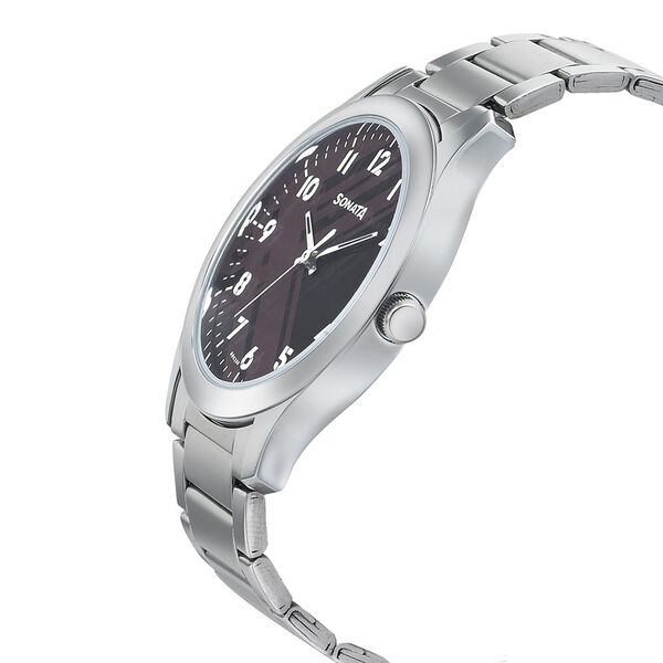 Sonata Quartz Analog Grey Dial Stainless Steel Strap Watch for Men - image number 2