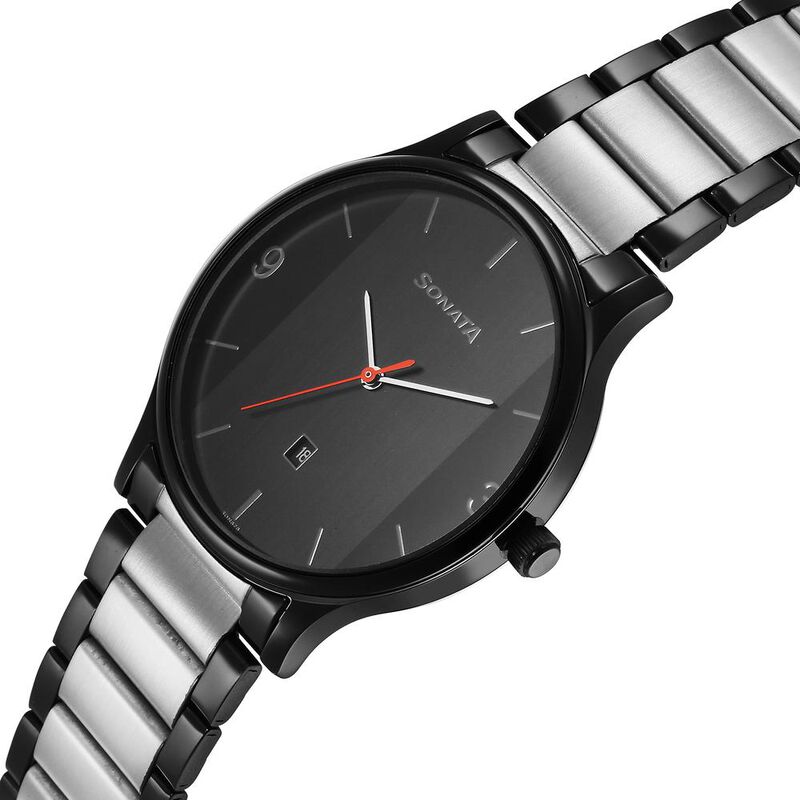 Sonata Quartz Analog Black Dial Watch for Men