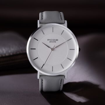 Sonata Poze Quartz Analog White Dial Leather Strap Watch for Men