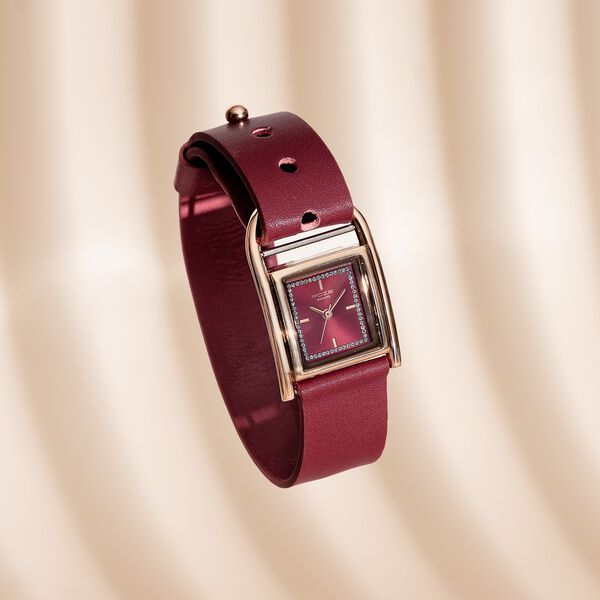 Sonata Poze Quartz Analog Red Dial Red Leather Strap Watch For Women - image number 0