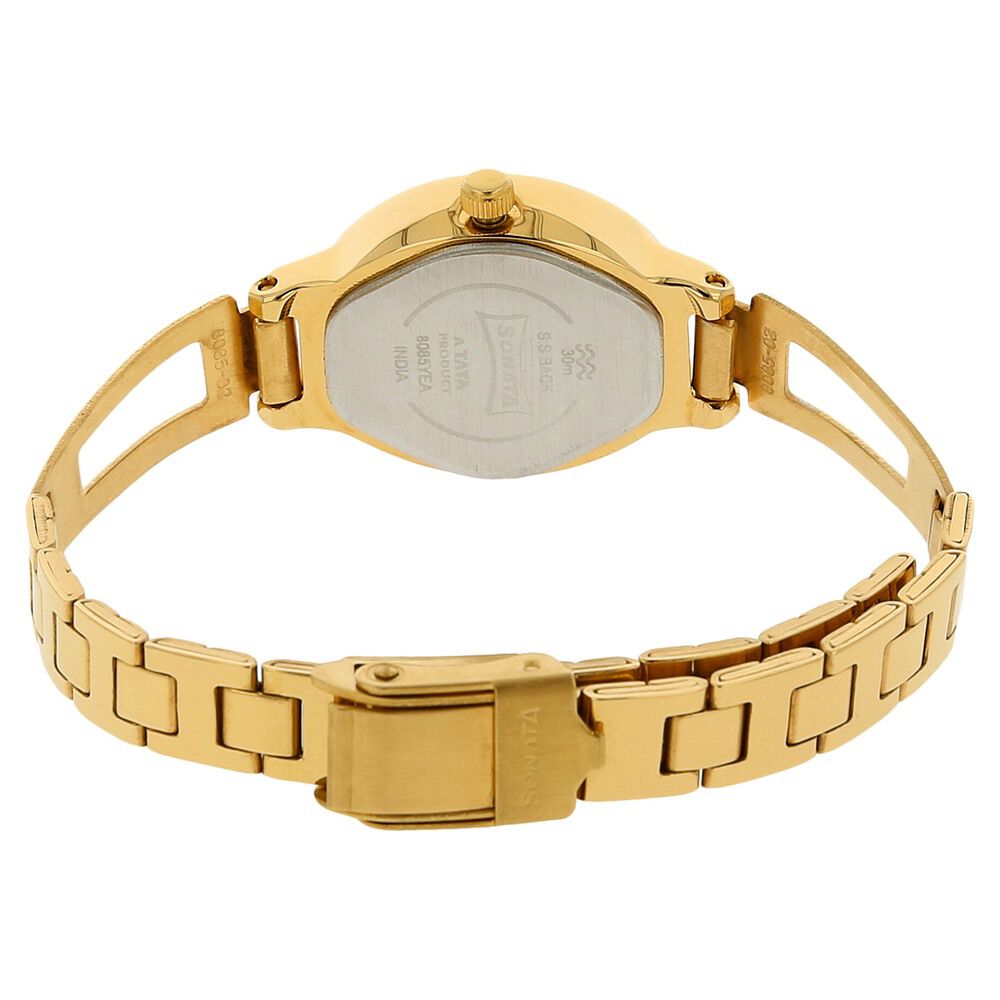 Buy Online Sonata Quartz Analog White Dial Stainless Steel Strap Watch for Women ns8085ym02 Sonata