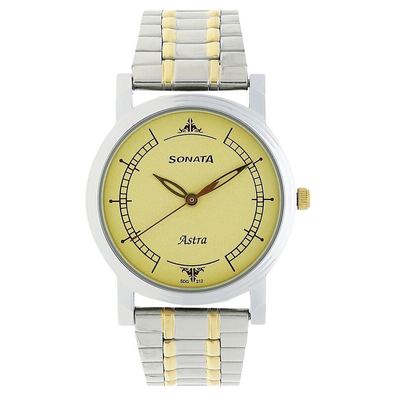 Sonata Quartz Analog Champagne Dial Stainless Steel Strap Watch for Men - image number 0