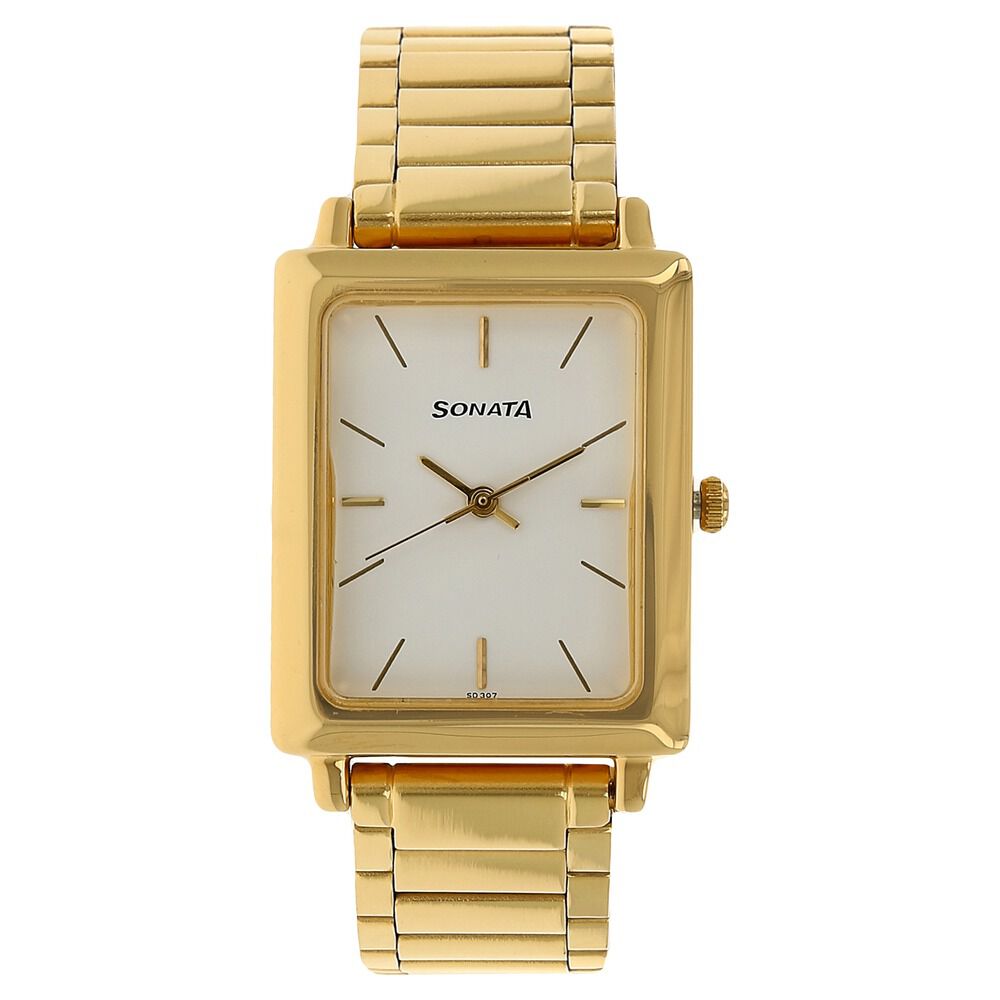 Sonata Quartz Analog White Dial Stainless Steel Strap Watch for Men
