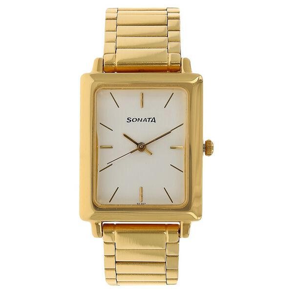 Sonata Quartz Analog White Dial Stainless Steel Strap Watch for Men - image number 0