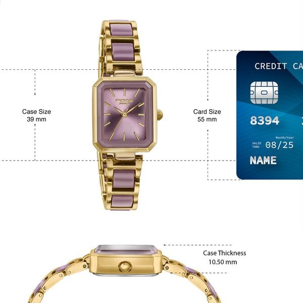 Poze Poze Quartz Analog Purple Dial Two Toned Metal & Plastic Strap Watch For Women - image number 3
