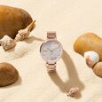 Sonata Poze Quartz Analog Beige Dial Stainless Steel Strap Watch For Women