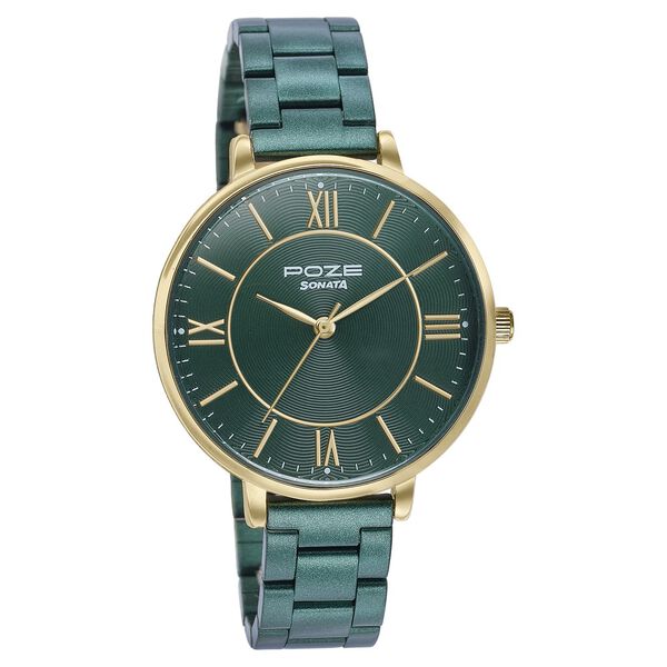 Sonata Poze Quartz Analog Green Dial Stainless Steel Strap Watch For Women - image number 2