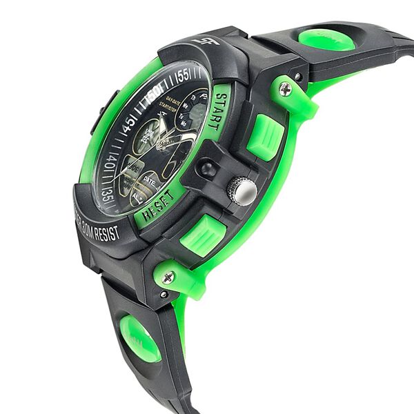 SF Quartz Analog Digital Black Dial PU Strap Watch for Men - image number 2