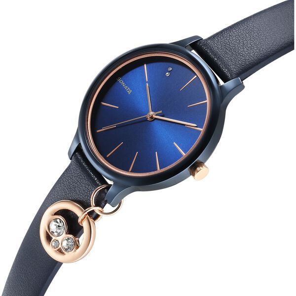 Sonata Blush Quartz Analog Blue dial Leather Strap Watch for Women - image number 2