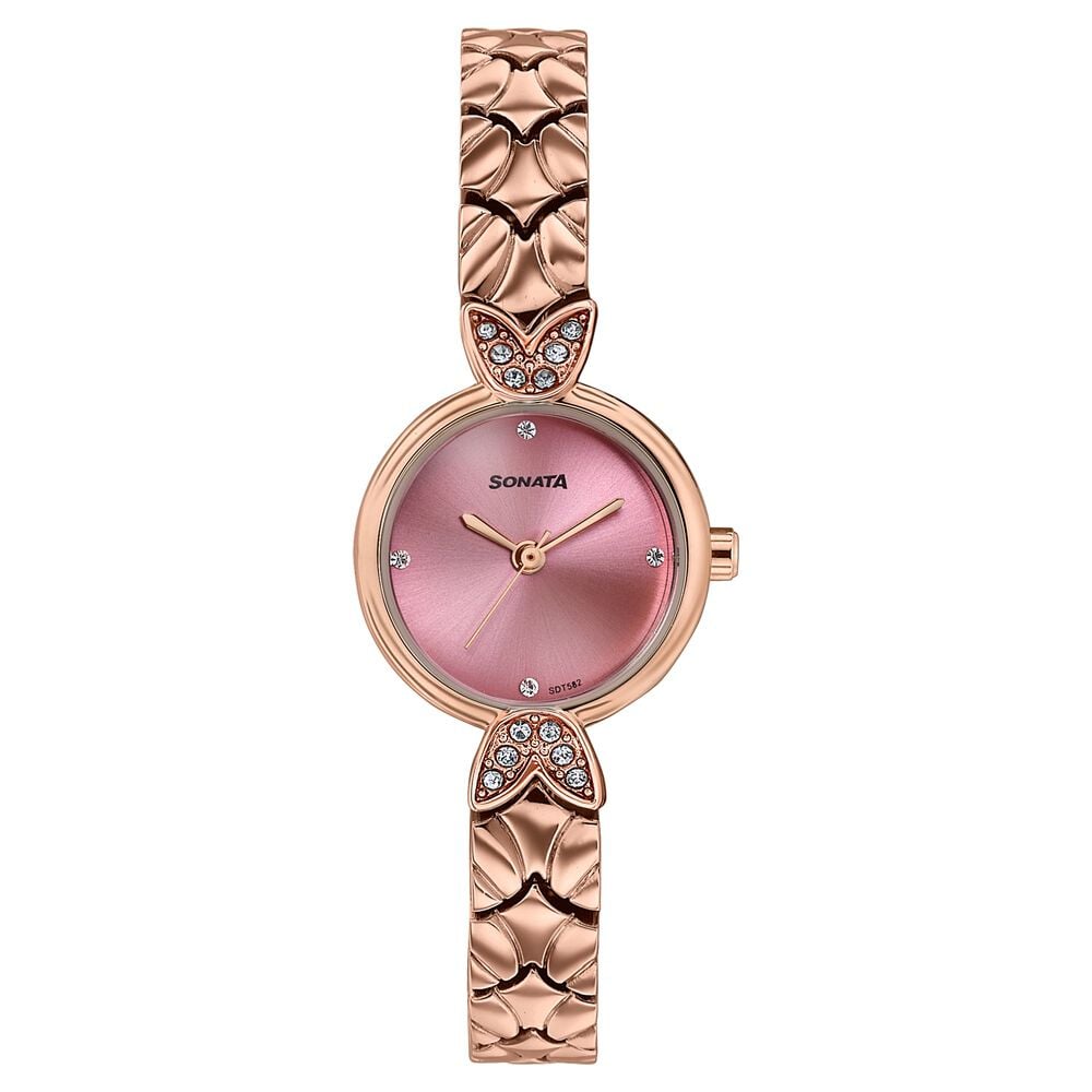 sonata Women's Vintage style Pink dial Bracelet Watch-picture-16
