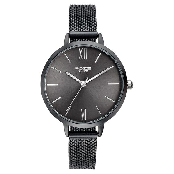 Sonata Poze Quartz Analog Grey Dial Mesh Strap Watch for Women - image number 1