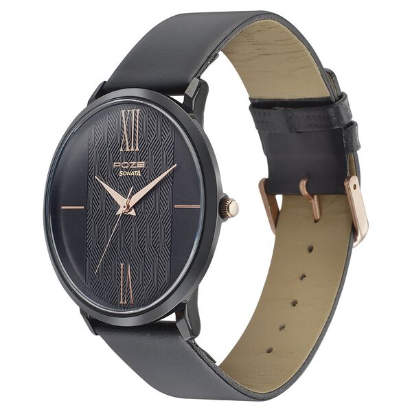 Poze by Sonata Quartz Analog Black Dial Leather Strap Watch for Men - image number 2