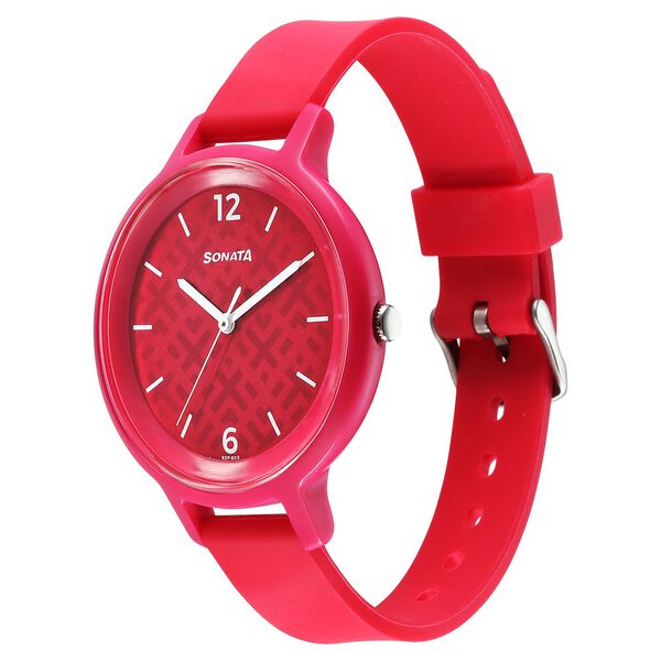Sonata Splash Quartz Analog Pink Dial Plastic Strap Watch for Women - image number 2