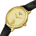 Sonata Sonata Gold Quartz Analog Champagne With Gold Coin Dial Black Leather Strap Watch For Women - image number 4