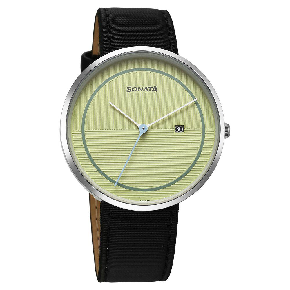 Sonata Ascent Quartz Analog with Date Green Dial Leather Strap Watch For Men-image-34