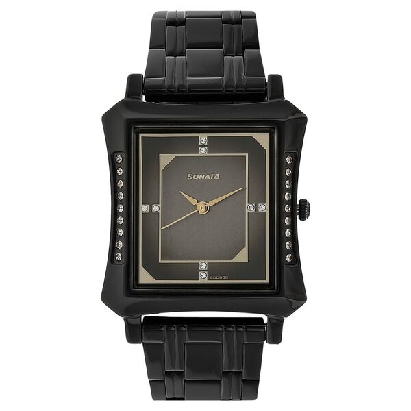 Sonata Quartz Analog Black Dial Stainless Steel Strap Watch for Men - image number 0
