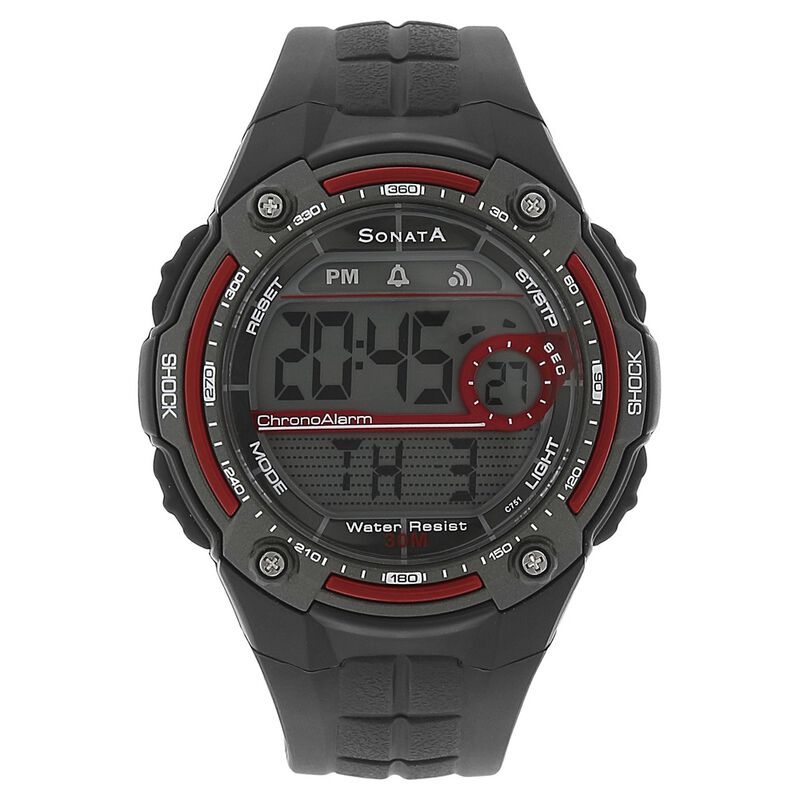 SF Digital Dial Black Plastic Strap Watch for Men
