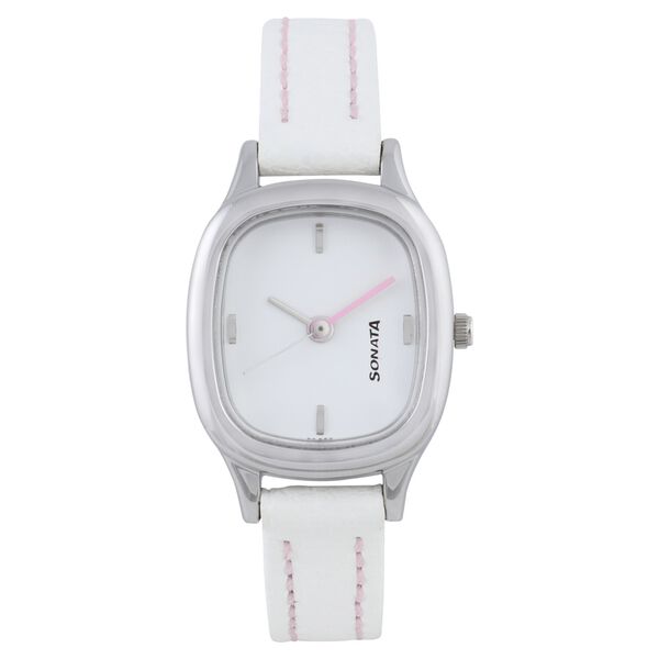 Sonata Quartz Analog White Dial Leather Strap Watch for Women - image number 0