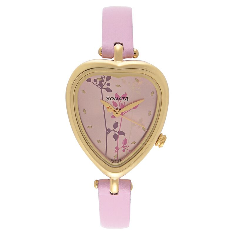 Sonata Quartz Analog Pink Dial Leather Strap Watch for Women - image number 0