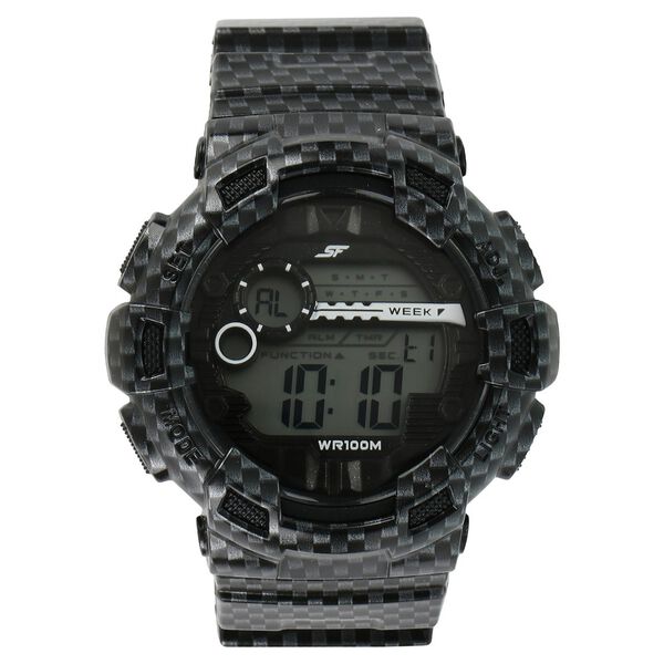 SF Quartz Analog Digital Black Dial Plastic Strap Watch for Men - image number 0