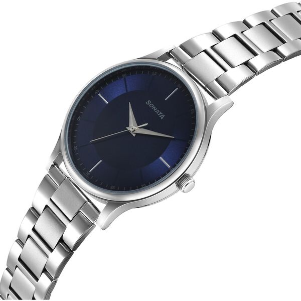 Sonata Aspire Quartz Analog Blue Dial Stainless Steel Strap Watch for Men - image number 1