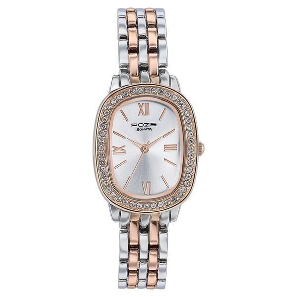 Sonata Poze Quartz Analog Silver Dial Metal Strap Watch For Women - image number 1