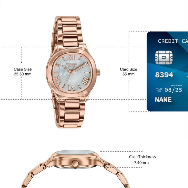 Poze By Sonata Quartz Analog White Mother of Pearl Dial Rose Gold Metal Strap Watch For Women - image number 3