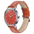 Poze By Sonata Quartz Analog Orange Dial Orange Leather Strap Watch For Men - image number 4