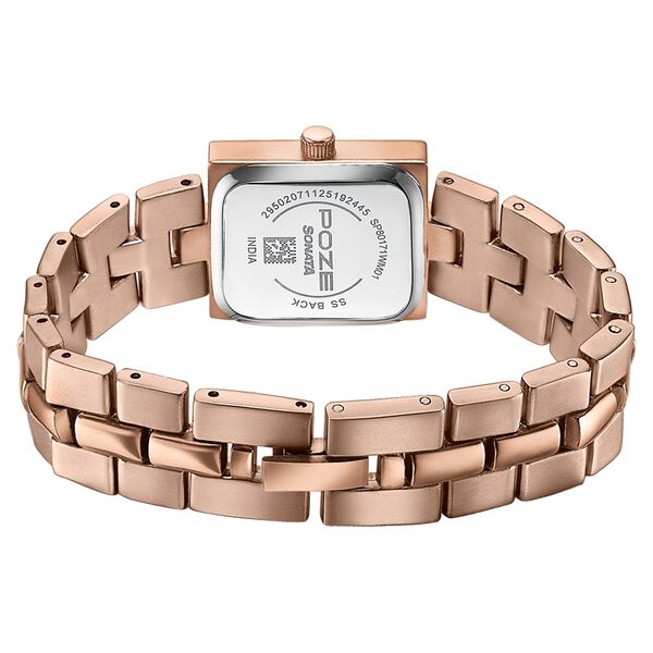 Poze By Sonata Quartz Analog Pink Dial Rose Gold Metal Strap Watch For Women - image number 6