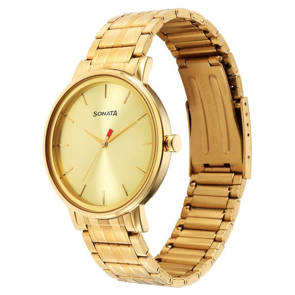 Sonata Utsav Quartz Analog Champagne Dial Watch for Men - image number 1