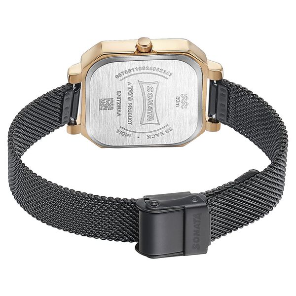 Sonata Modern Edit Quartz Analog Black Dial Black Stainless Steel Strap Watch For Women - image number 4