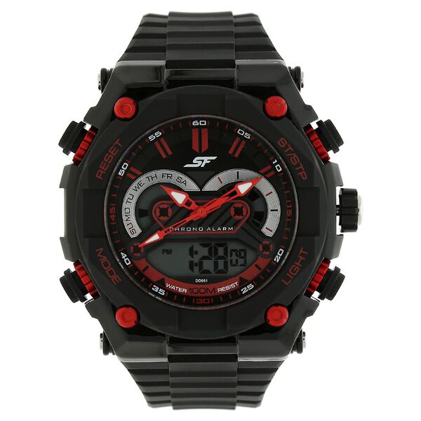 SF Quartz Digital Dial Plastic Strap Watch for Men - image number 0
