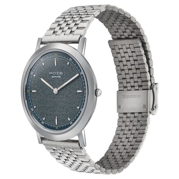 Sonata Poze Quartz Analog Blue Dial Metal Strap Watch for Men - image number 2