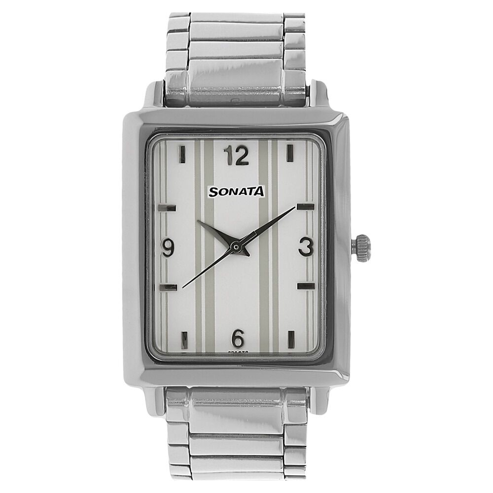 Buy Online Sonata Quartz Analog White Dial Stainless Steel Strap