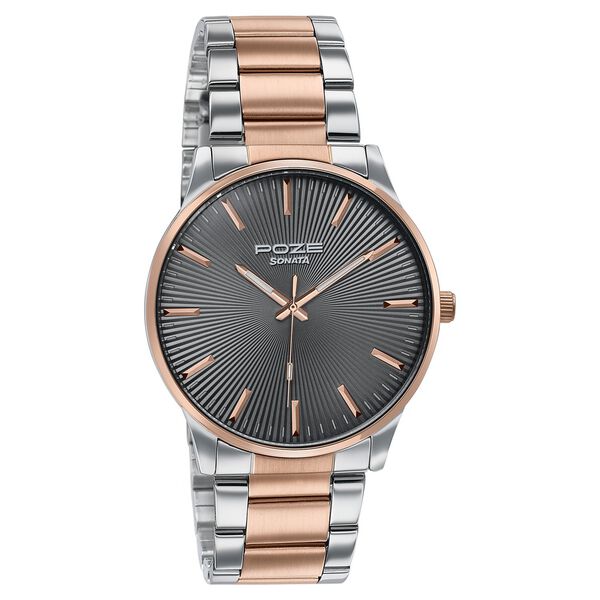 Poze By Sonata Quartz Analog Grey Dial Two Toned Stainless Steel Strap Watch For Men - image number 2