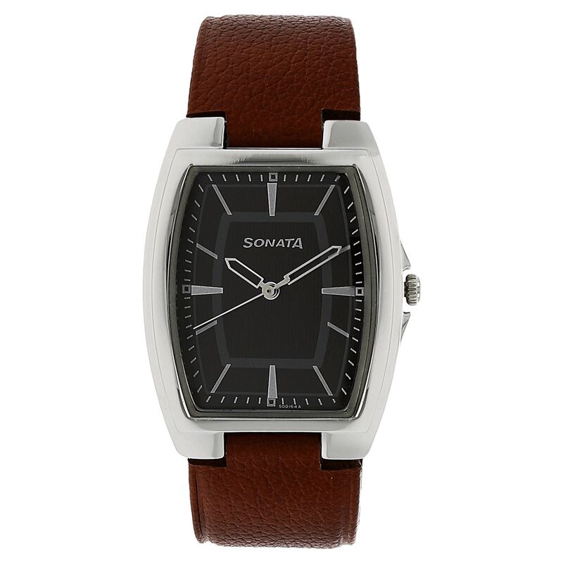 Sonata Quartz Analog Brown Dial Leather Strap Watch for Men - image number 0