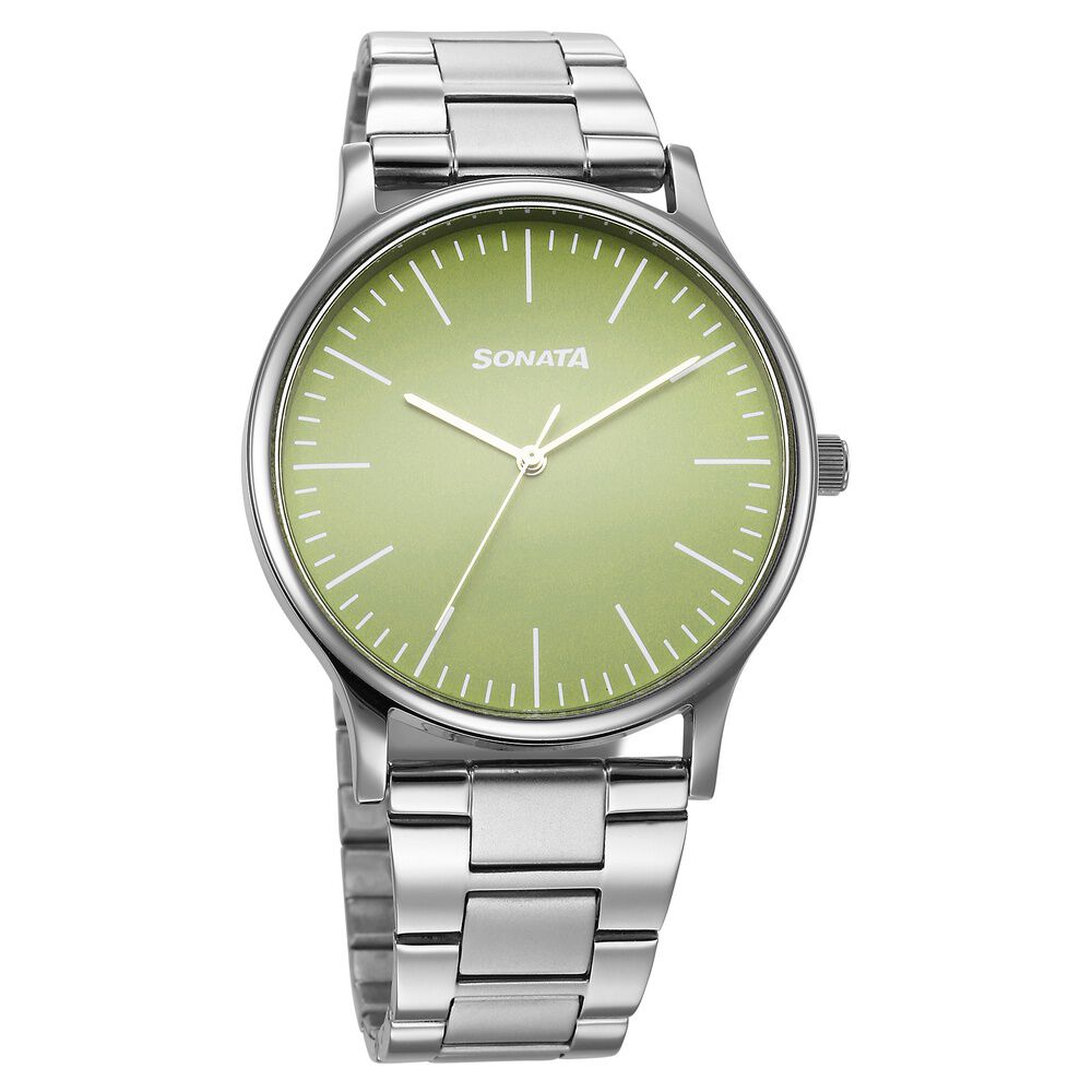 Sonata Aspire Quartz Analog Green Dial Stainless Steel Strap Watch For Men-picture-40