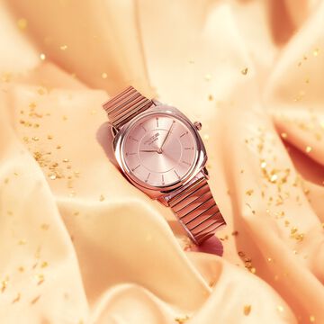 Sonata Poze Quartz Analog Rose Gold Dial Rose Gold Colour Stainless Steel Strap Watch For Women