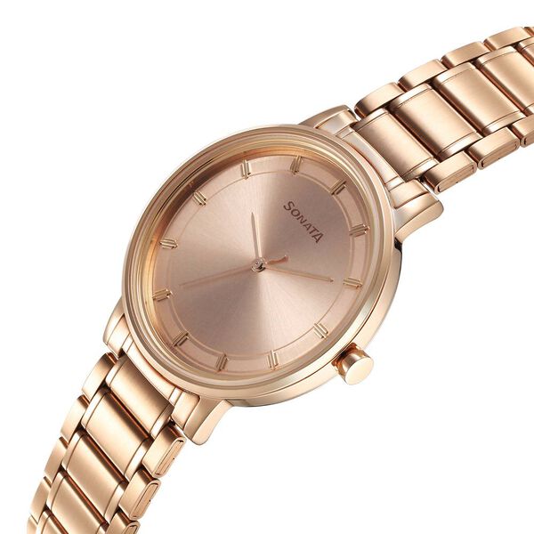 Sonata Utsav Quartz Analog Champagne Dial Stainless Steel Strap Watch for Men - image number 2