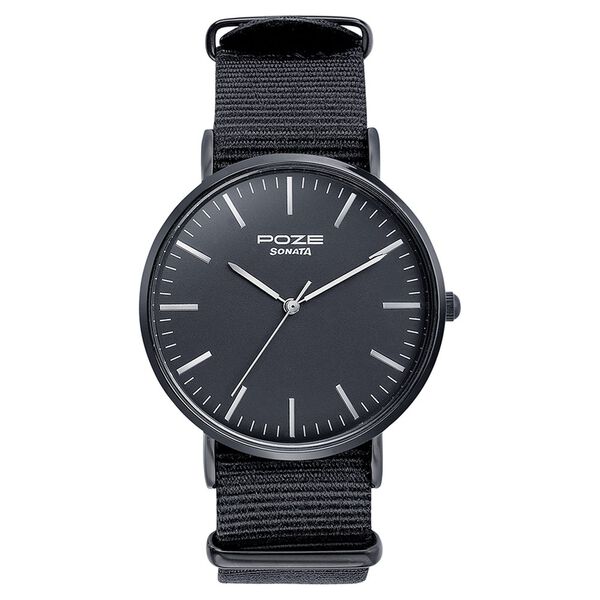 Sonata Poze Quartz Analog Black Dial Nylon Strap Watch for Men - image number 1