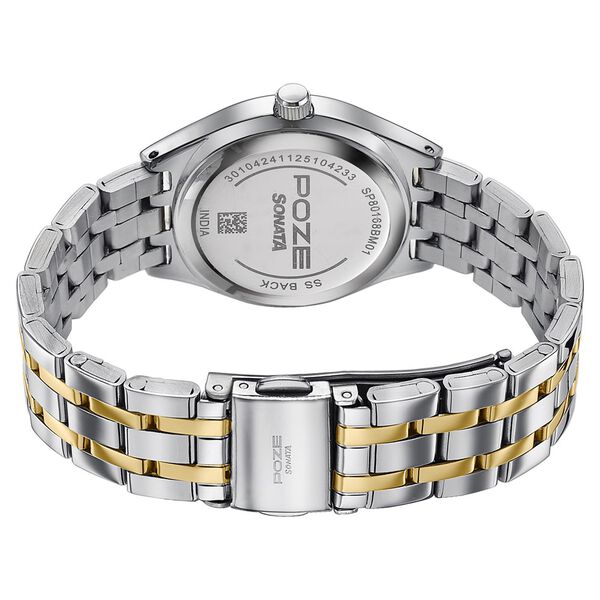 Poze By Sonata Quartz Analog Silver Dial Two Toned Metal Strap Watch For Women - image number 6
