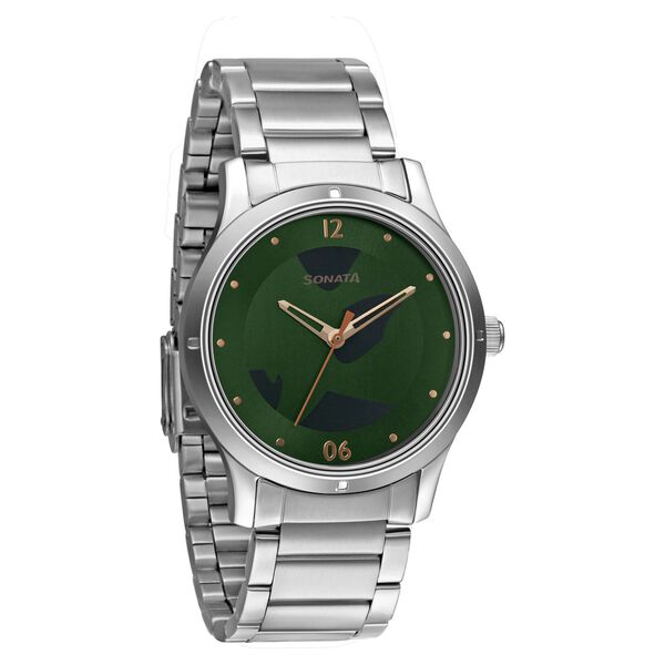 Sonata Women of Steel Green Dial Metal Strap Watch for Women - image number 0