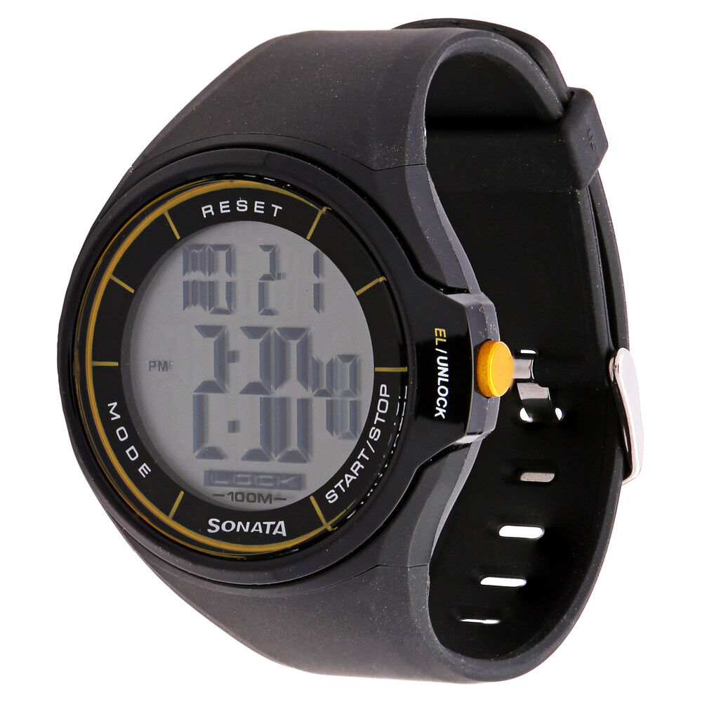 Buy Online SF Digital Dial Black Plastic Strap Watch for Men 7992pp02j Sonata