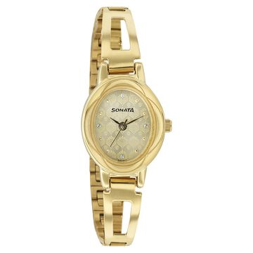 Sonata Pankh Champagne Dial Women Watch With Stainless Steel Strap