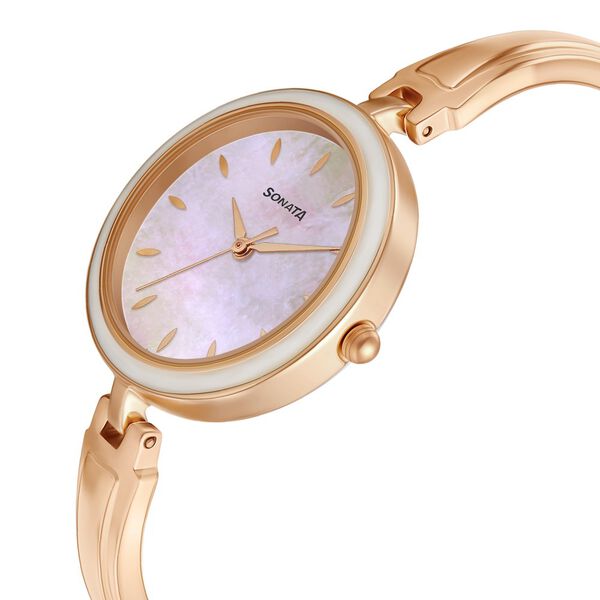 Sonata Wedding Mother of Pearl Dial Women Watch With Metal Strap - image number 2