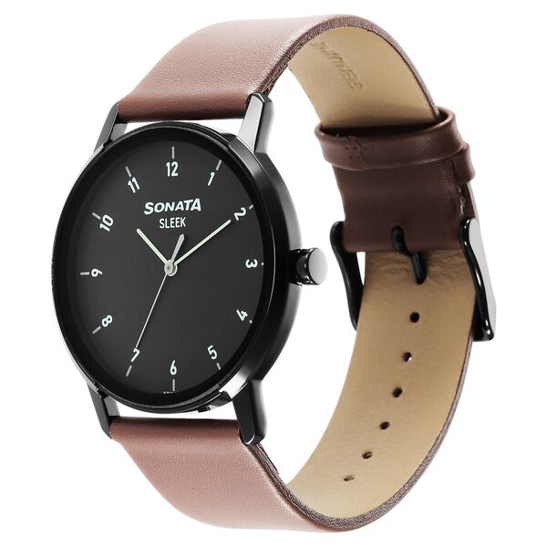 Sleek Black Dial Analog Watch for Men - image number 1