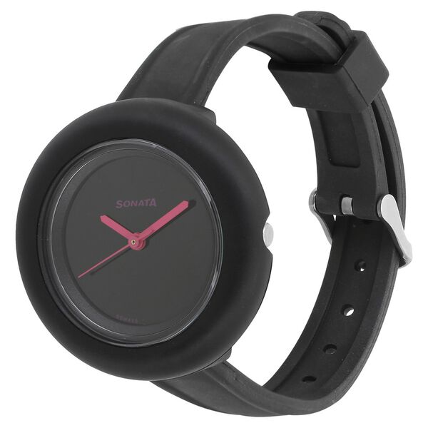 Sonata Tic Tac Toe Black Dial Women Watch With Plastic Strap - image number 1