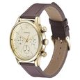 Sonata Quartz Multifunction Golden Dial Brown Leather Strap Watch For Men - image number 3