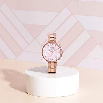 Sonata Poze Quartz Analog Pink Dial Rose Gold Colour Stainless Steel Strap Watch For Women