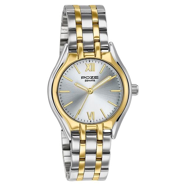 Poze By Sonata Quartz Analog Silver Dial Two Toned Metal Strap Watch For Women - image number 2